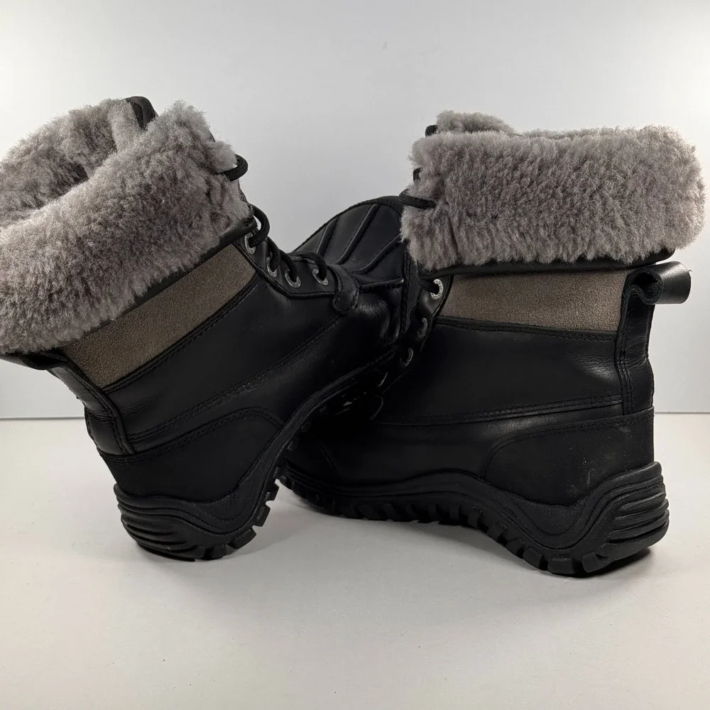 UGG Adirondack II Black Leather Waterproof Winter Snow Boots Vibram 1906 Women 6